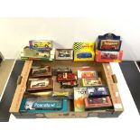 BOX OF VINTAGE BOXED DIE-CAST VEHICLES, SOLIDO, MATCHBOX, AND MORE WITH TOTOPOLY AND A. L.