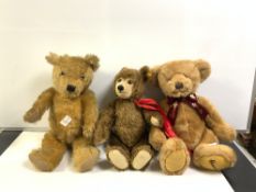 THREE TEDDY BEARS, STIEFF AND HARRODS WITH ONE OTHER
