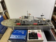VERY LARGE REMOTE CONTROL TORPEDO BOAT P150, 118CMS LENGTH