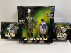 BOXED STAR WARS, C-3PO, R2-D2, AND WICKET THE EWOK