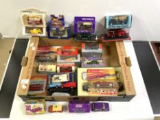 BOX OF MAINLY DIE-CAST VEHICLES ALL ORIGINAL BOXES MATCHBOX, DINKY, CORGI, AND MORE