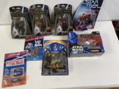 STAR TREK AND LOST IN SPACE FIGURES BACK TO THE FUTURE CAR AND STAR WARS EPISODE 1, ALL IN