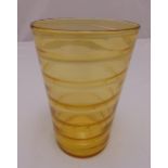 Whitefriars amber glass table vase with ribbed, swirl decoration, 25cm (h)