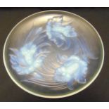 Verlys of France circular frosted glass charger decorated with stylised flowers and leaves 36cm (d)