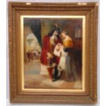 Charles Landseer framed and glazed oil on canvas titled Mothers Darling, signed bottom left, 60 x