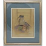 Roderic O'Conor framed and glazed pastel on paper still life of flagon and fruit stamped Atelier O'