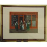 Jan Balet framed and glazed limited edition polychromatic print Cordonerie Econamique 171/300,