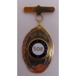 9ct gold and enamel Masonic jewel for Apollo Lodge 508, approx total weight 25.7g