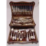 Mappin and Webb canteen of silver plated flatware to include knives, spoons and forks