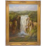 Humphrey framed oil on canvas of a waterfall, signed bottom right, 101.5 x 76cm