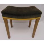 A Queen Elizabeth II Coronation stool, upholstered on four tapering rectangular oak legs, stamped to