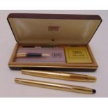 Cross fountain pen in original packaging and a Parker fountain pen both with 14ct gold nibs