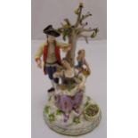 Meissen figural group of a family picking apples on raised naturalistic base circa 1840, signed to