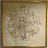 Anne Worsham Richardson framed and glazed pen and ink drawing titled Venusia, signed bottom right,