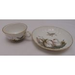 Meissen mid 19th century cup and saucer from the moulded and painted swan series
