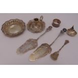 A quantity of hallmarked silver and white metal to include a chamber stick, a bonbon dish, a