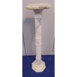 An alabaster plant stand of columnular form on raised octagonal base, 94.5cm (h)