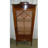 An Edwardian rectangular glazed display case on four tapering legs, 156.5 x 60 x 35.cm