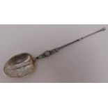 A Victorian hallmarked silver and enamel anointing spoon, Birmingham 1901, approx total weight 82g