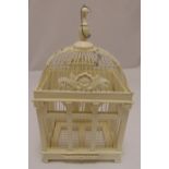 A wood and metal Victorian style bird cage with carrying handle, 46cm (h)