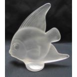 Cofrac Art Verrier frosted glass figurine of a stylised Angelfish, signed to the base, 17cm (h)