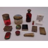 A quantity of collectables to include dressing table bottles, a cheroot holder and lighters (13)