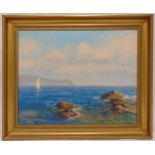 Agrigliana framed oil on canvas of sailing boats at sea, signed bottom left, 40 x 49.5cm