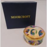 Moorcroft enamel vase decorated with trees in a landscape, 8cm (h) to include original packaging