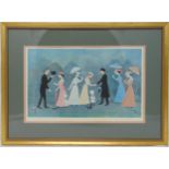 Helen Bradley framed and glazed limited edition lithograph We Met in the Park, stamped and signed,