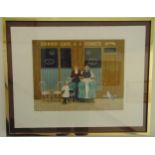 Jan Balet framed and glazed limited edition print Grand Café de la Comete 242/300, signed bottom