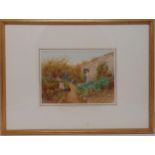 Thomas James Lloyd a framed and glazed watercolour titled The Vegetable Garden, label to verso,