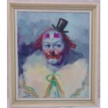 Magli framed oil on panel of a clown, signed bottom right, 60 x 50cm