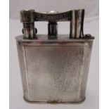 A Dunhill silver plated engine turned table lighter of rectangular form circa 1930s, A/F