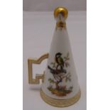 Meissen candle snuffer, decorated to the sides with birds on branches, marks to the base, 8cm (h)