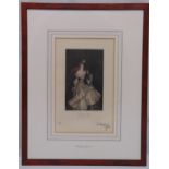 Sir John Lavery framed and glazed monochromatic engraving titled The Lady in Pink 150/160. signed