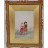 Louis Robert De Cuvillon framed watercolour Courtship, signed and dated 1883 bottom left, 31 x 20cm