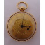 Perigal and Duterrau 18ct gold open face pocket watch with Roman numerals and suspensory loop