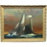 Dion Pears framed oil on canvas titled The Fastnet, signed bottom left, 71 x 92cm