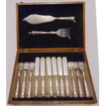 A canteen of hallmarked silver Kings pattern fish eaters to include servers, Sheffield 1923