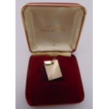 9ct yellow gold miniature cigarette lighter in original fitted case