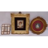 Three framed miniatures of ladies in classical dress