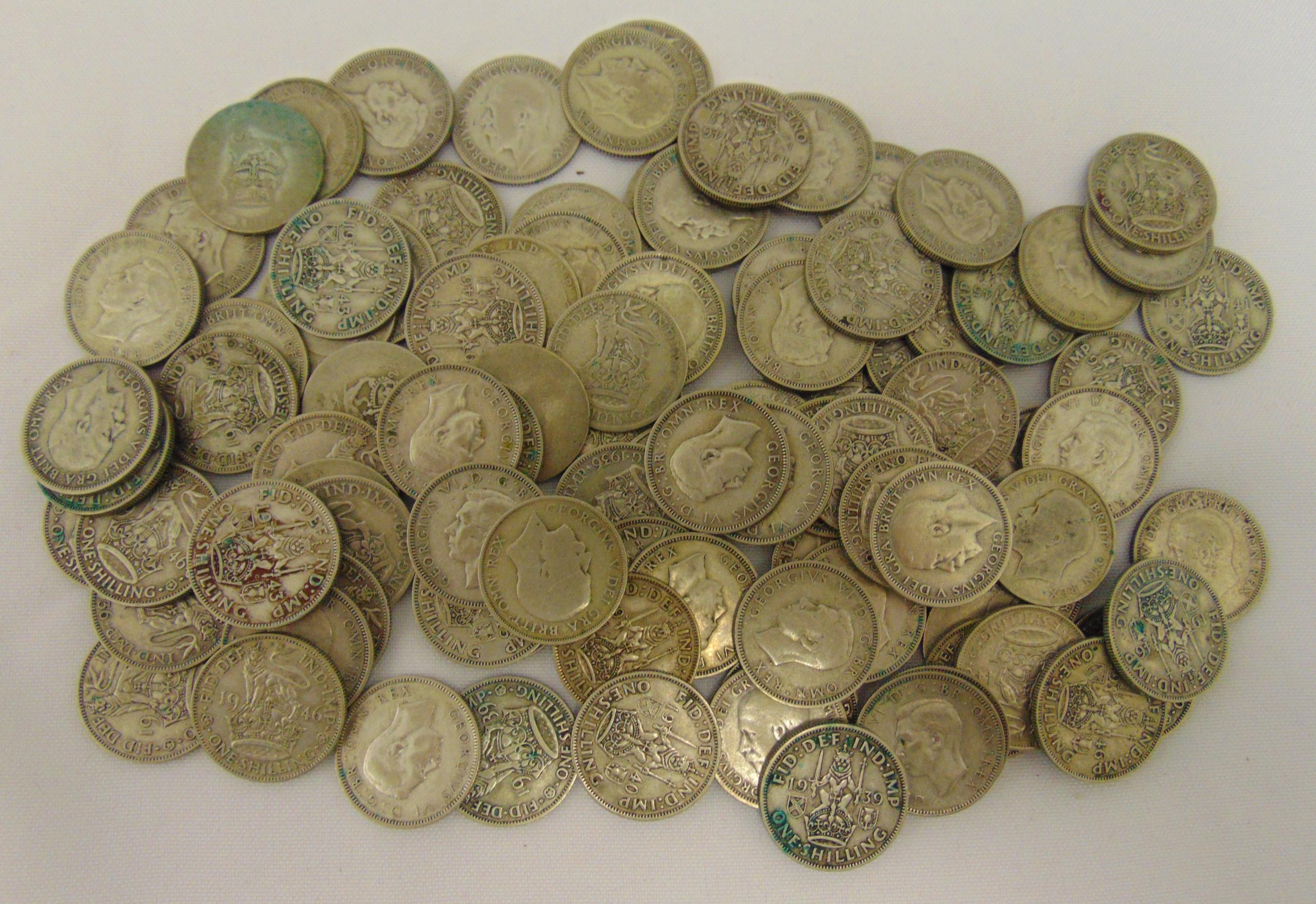 A quantity of pre 1947 GB shillings approx total weight 527g