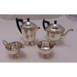A four piece silver plated teaset to include coffee pot, teapot, milk jug and sugar bowl