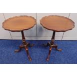 A pair of early 20th century mahogany wine tables on turned supports with outswept legs, 55 x 39cm