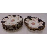 Coalport fruit set circa 1900 to include eight plates and four bowls decorated with flowers and