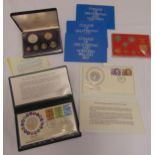 A quantity of proof year sets and first day covers with proof silver crowns (7)