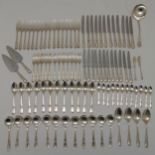 Garrard and Company hallmarked silver flatware for twelve place settings to include knives, forks,