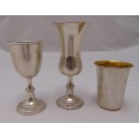 Three hallmarked silver Kiddush cups, approx total weight 202g