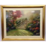 Thomas Kincaid framed and glazed polychromatic lithographic print of a garden 1080/1350 signed