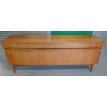 Remploy mid 20th century rectangular teak sideboard with three drawers above three cupboards on four